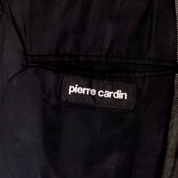 Pierre Cardin Textured Tweed Wool Gray Check 2 Button‎ Blazer 44L - Picture 9 of 13